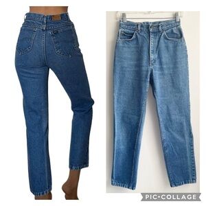 Vintage Lee Light Wash High rise Mom Jeans denim straight leg size 24 / 25 blue